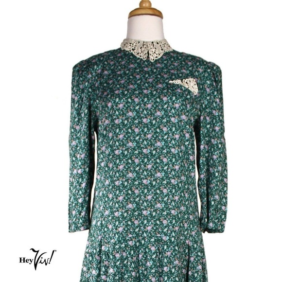 Vintage Jane Schaffhausen Belle France Cotton Print Dress W 32" size 8 - Hey Viv - Picture 2 of 6